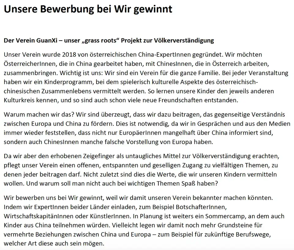 Wir gewinnt – Antrag auf Unterstützung – Foto 2
